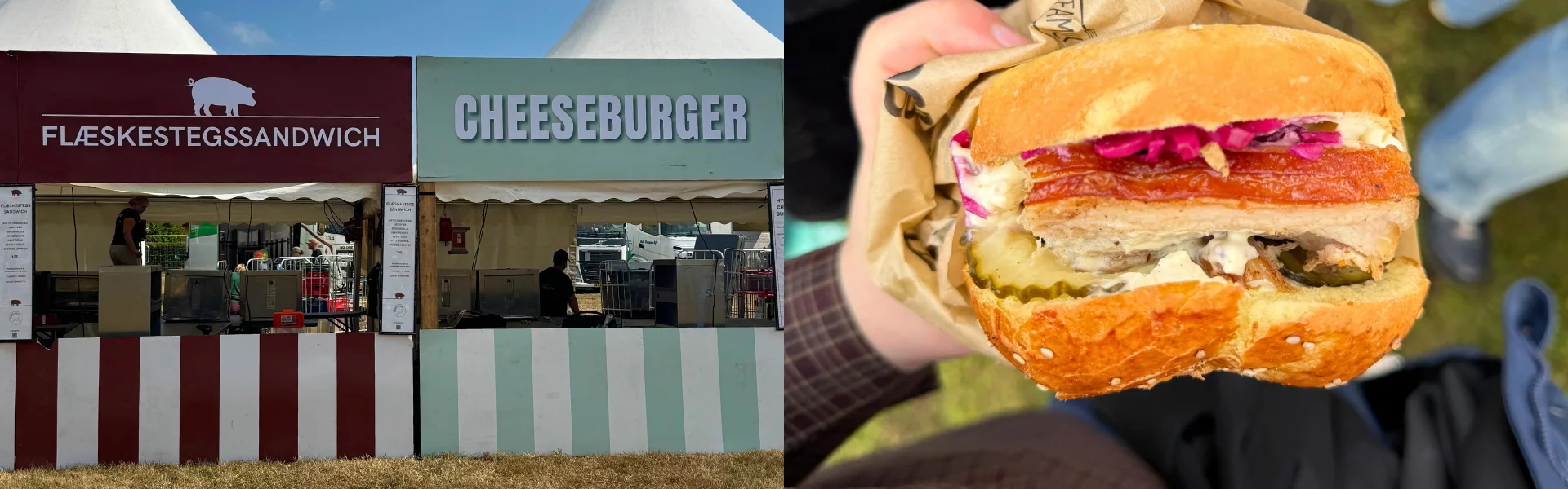 Burgere og flæskestegssandwich. To streetfood klassikere